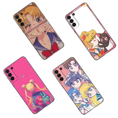 Anime Sailor Moon Czarne Silikonowe Etui na Telefon Dla Samsunga Galaxy S23 S21 S20 FE S24 S22 Ultra S10E S10 S9 S8 Plus