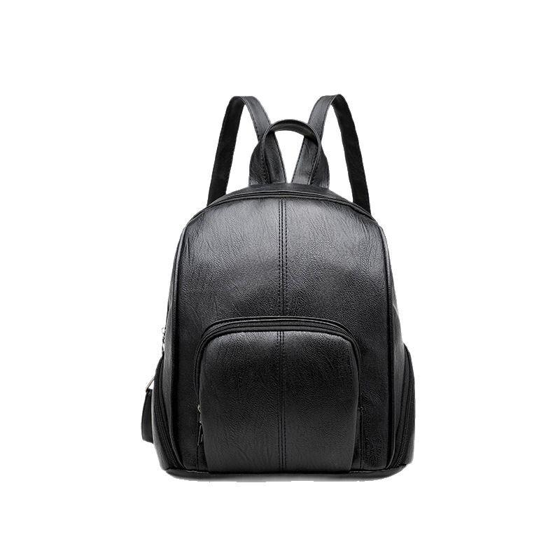 

Женский повседневный рюкзак Новый корейский стиль Большая вместимость Модный универсальный Рюкзак через плечо из мягкой кожи чёрный