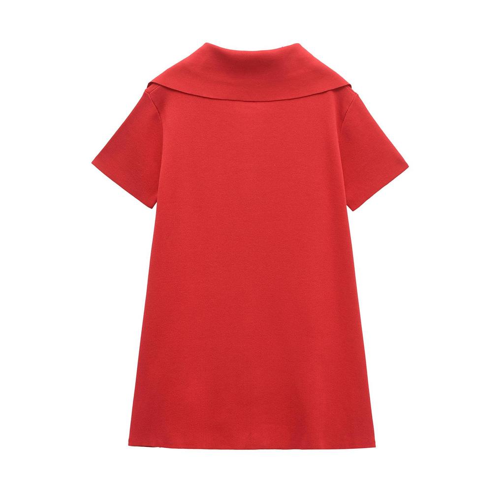 2025 Spring Women's European & American Style Fashion Flat Knit Short Dress 9598080
