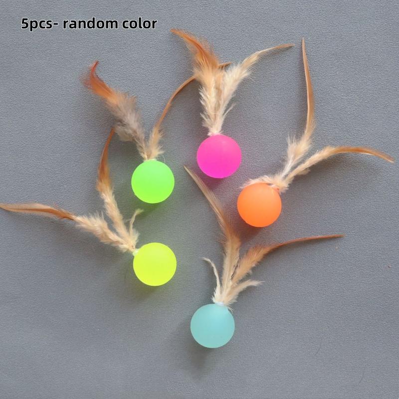 Interactive Elastic Ball Toy for Cats And Dogs Funny Feather Football Plaything Kitten Kitty Doggy Pet Supplies