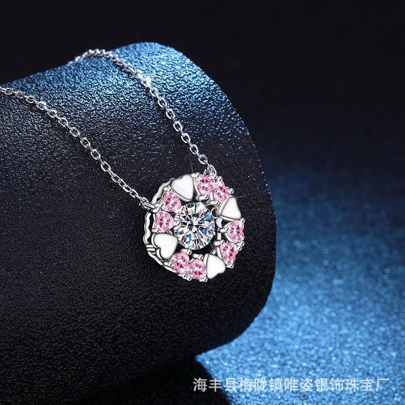 Moissanite Heart Necklace Love Pendant Chain Women Valentine Gift