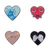 Creative Heart Shaped Metal Brooch With Unique Flame And Skull Design For Trendy Style