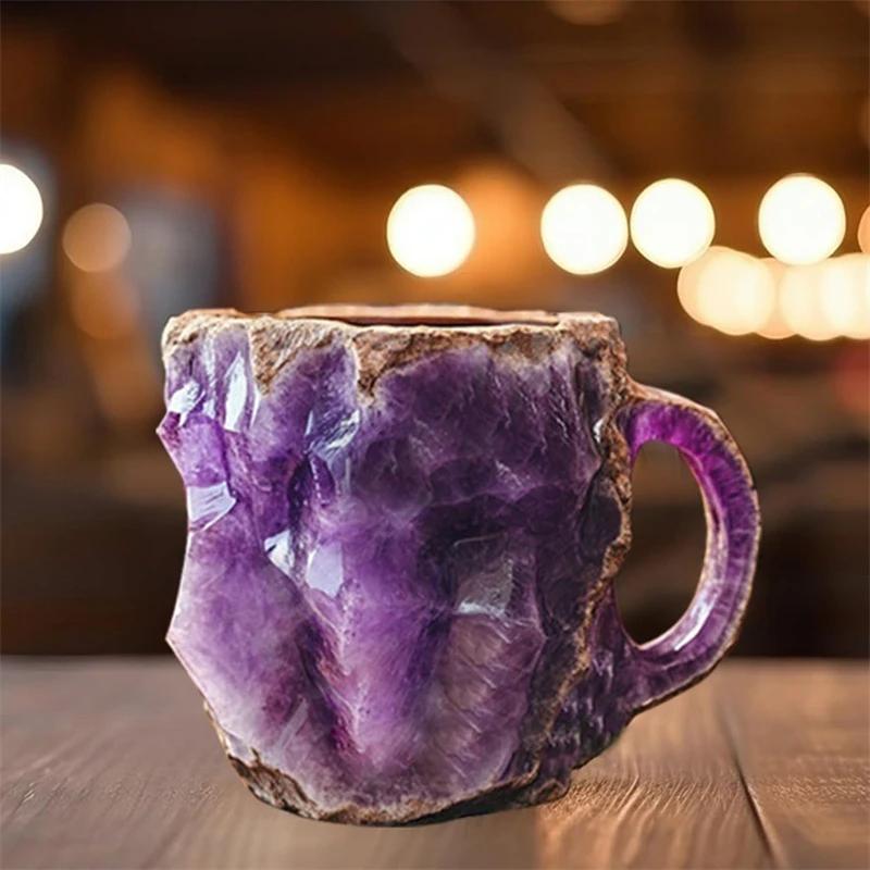 Cănă de cafea nouă din cristal mineral, elegantă, de lux, cană de cafea din cristal mineral colorat, cană de cafea translucidă, cadouri