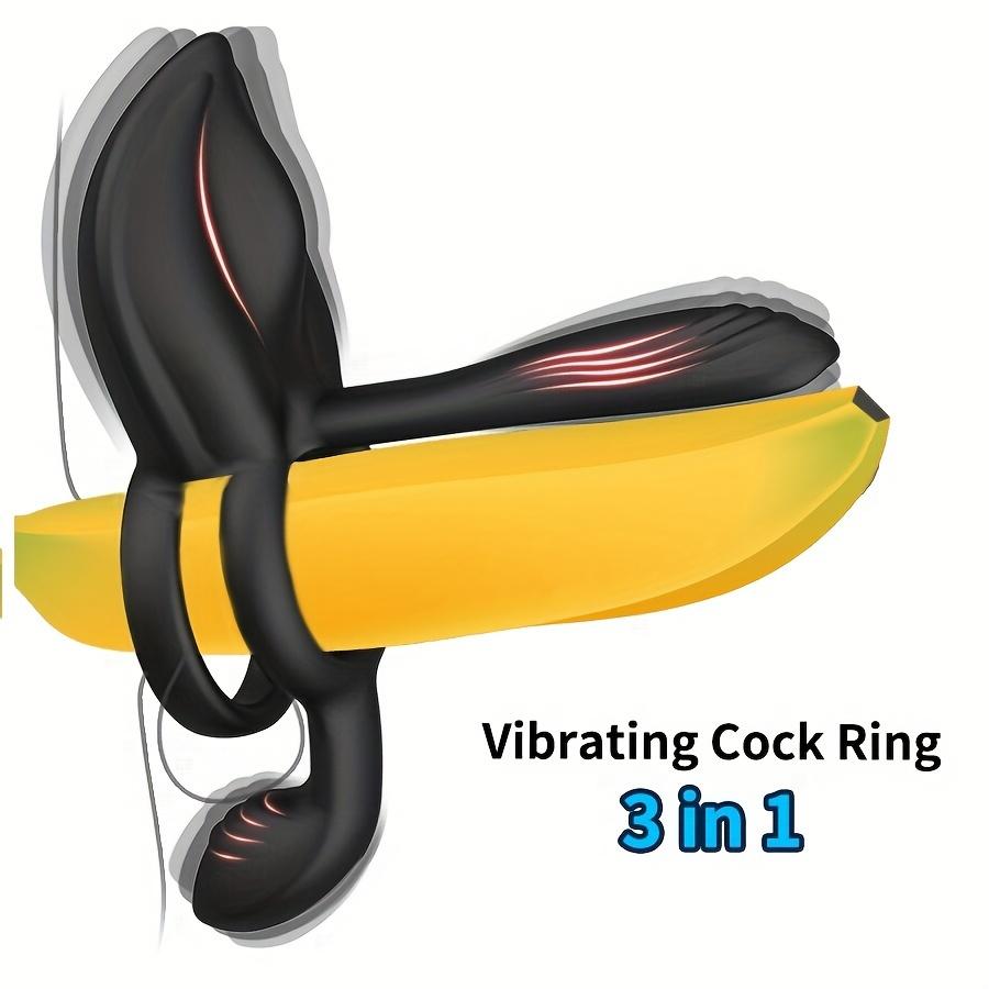 1pc Couple Penis Ring Vibrator 3 In 1 Cock Ring Vibrator 10 Modes Penis Ring Vibrator For Men Vagina Vibrator For Men G Spot Female Clitoris Stimulato