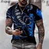 Fashion Men's Crew Neck Short Sleeve 3D Animal Color Printing Animal Short Sleeve Crew Neck T-Shirt