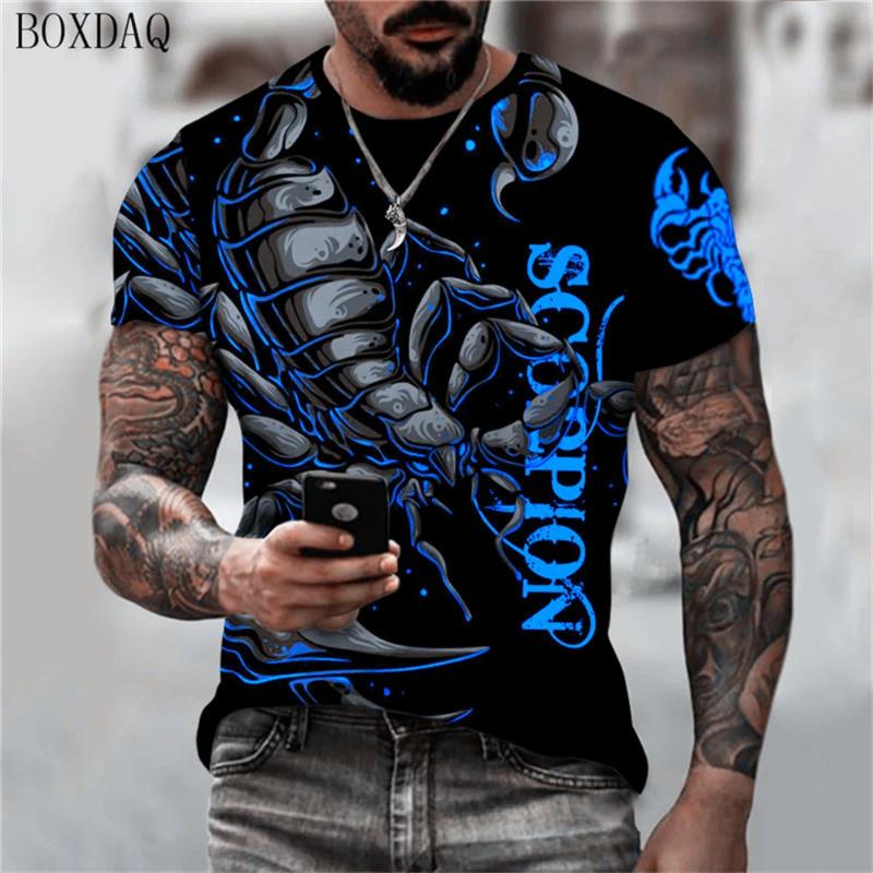 Fashion Men's Crew Neck Short Sleeve 3D Animal Color Printing Animal Short Sleeve Crew Neck T-Shirt
