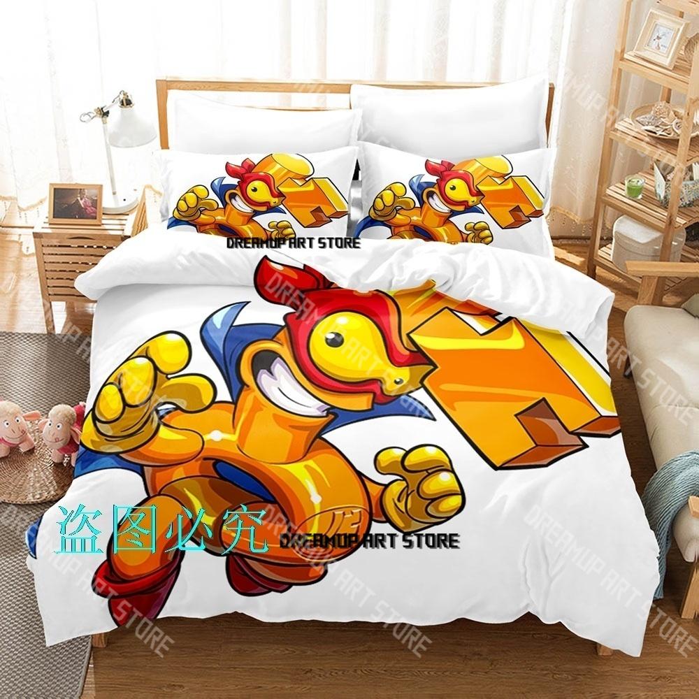 Fashion Super Zings Cute Cartoon Bedding Set Single Twin Full Queen King Size Bed Set Kids Bedroom Duvetcover Sets Bed Sheet Set