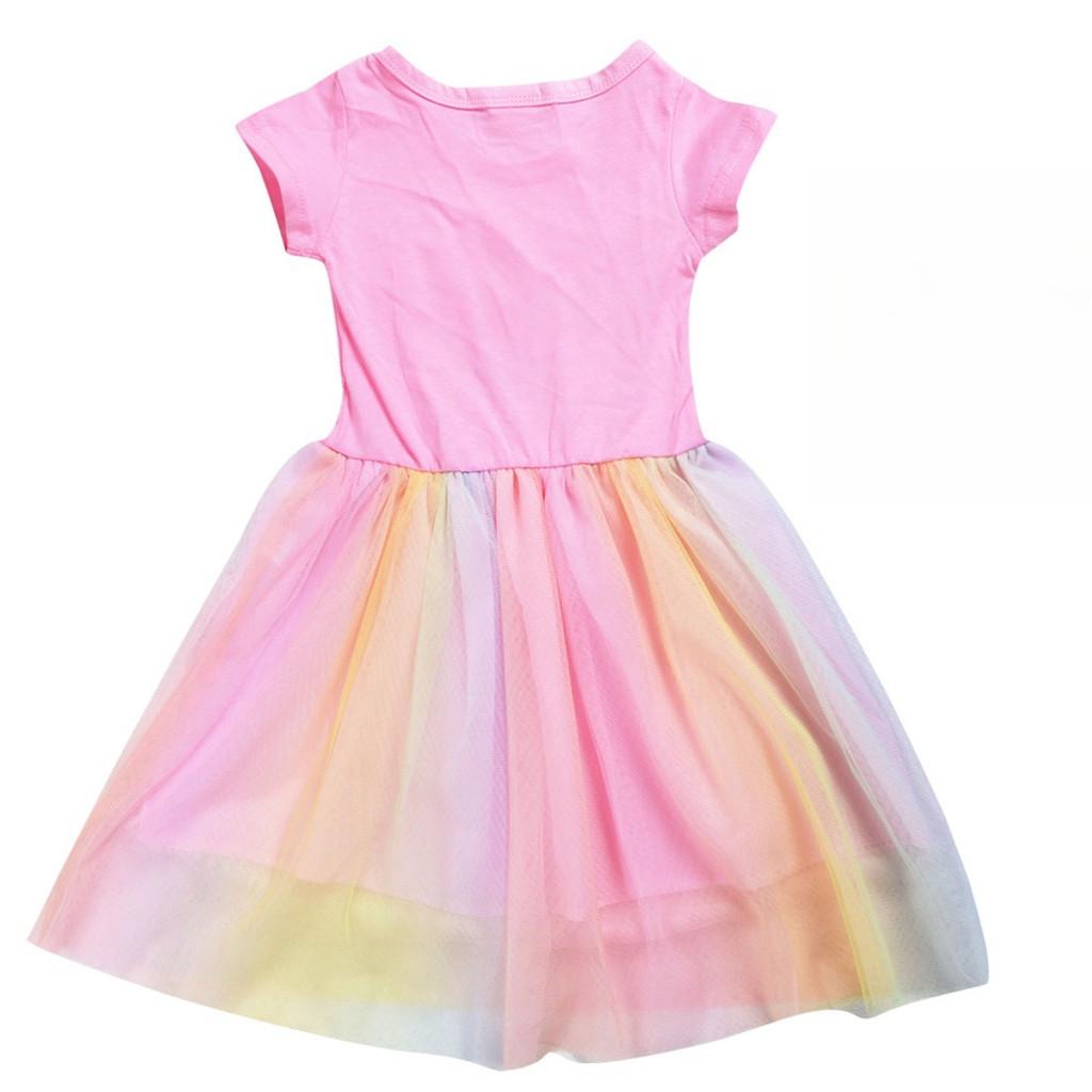 9197 Kinder Mädchen MANON SOPHIA DANIELA LARA MEGAN YOONCHAE Aufdruck Kurzarm Regenbogenkleid