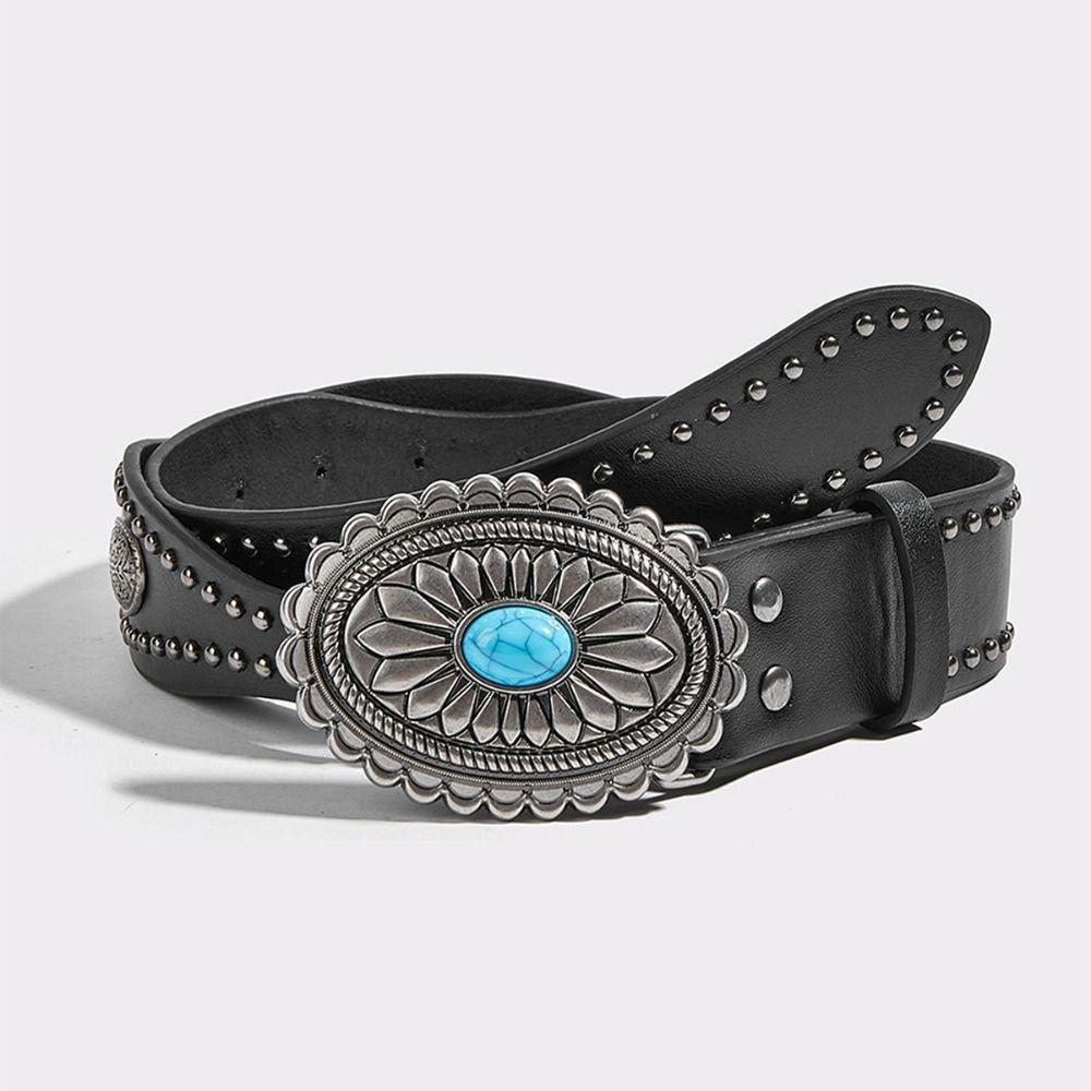 Punk Wide Waistband Korean Style Y2K Girl Waistband Adjustable PU Leather Rivet Belt  Outdoor