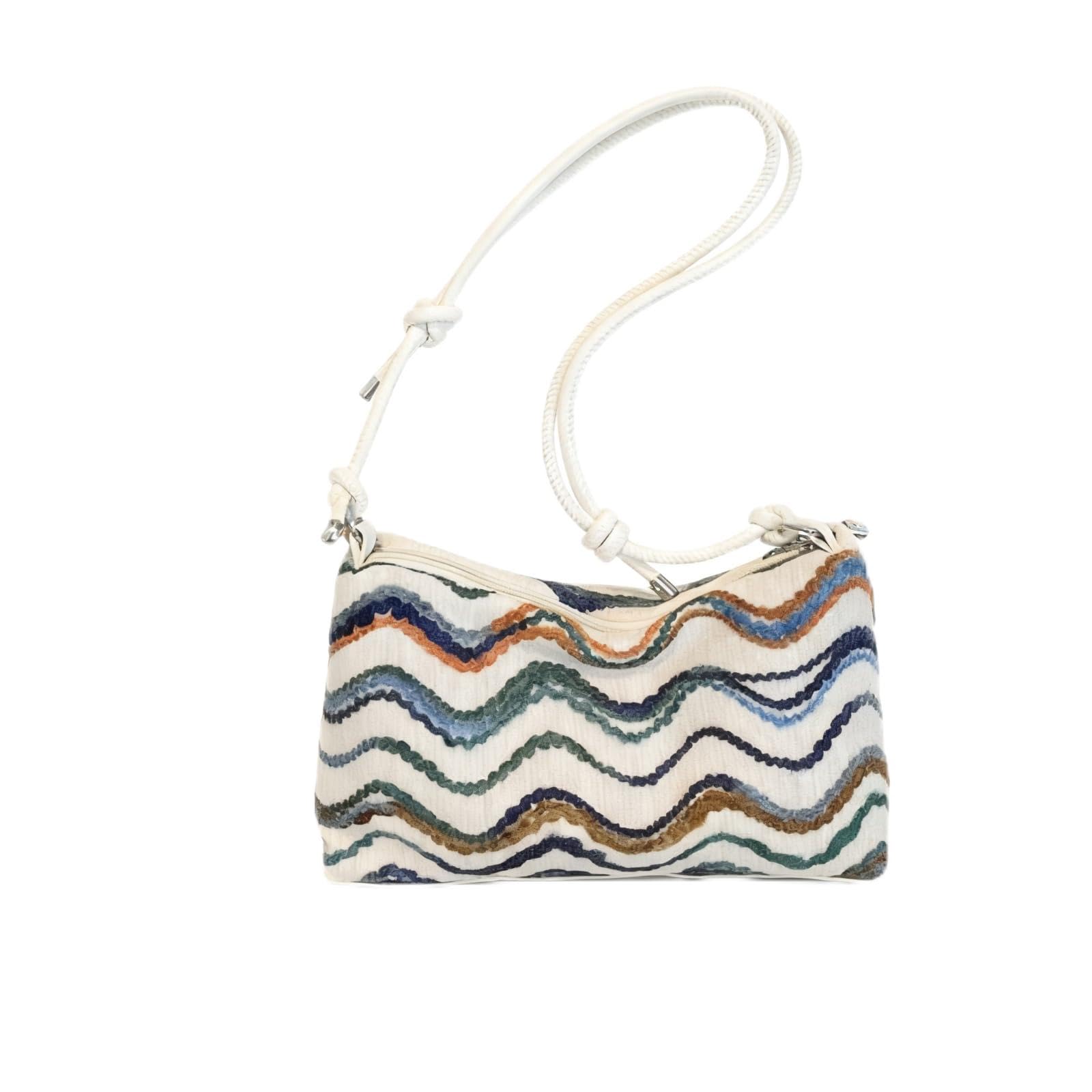 

KKYOYRE Square Shoulder Bag, Multi-Way, Striped, Combination Colors, Mini Bag, Fabric, Mesh, Lightweight, Spacious, Business, Compact, Crossbody,