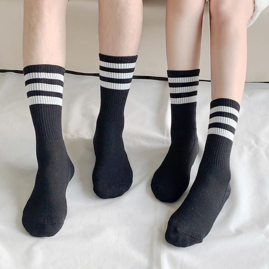 5 Pairs of Men's and Women's Double-cushion Mesh 3-line Long Socks