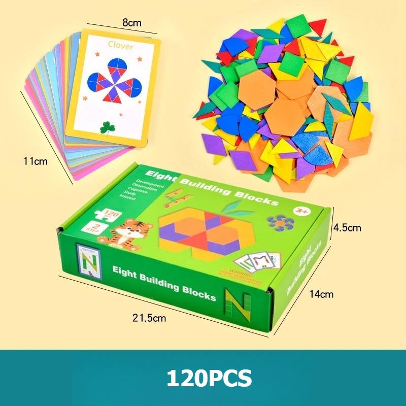 Wooden 3D Geometric Color Shape Jigsaw Puzzles Montessori Learning Brain Teaser Toys Creative Educational for Gifts