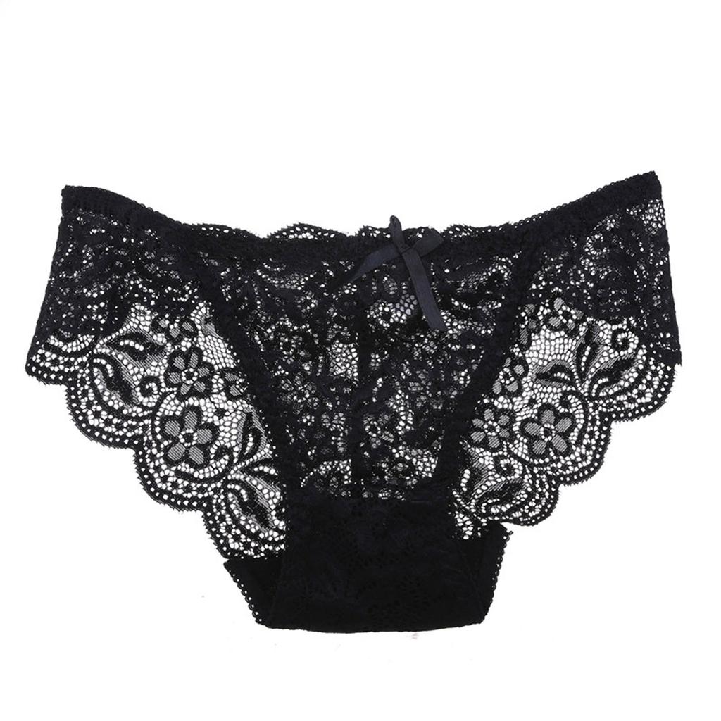 Women Bownot Lace Panties Sexy Low-waist Briefs Thong G-String  Lingerie