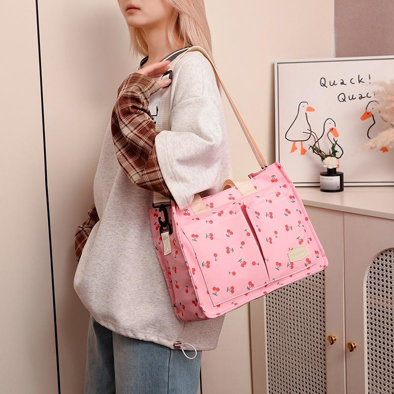 Cherry Shoulder Bag Multi-compartment and Multi-layer Tote Baby Travel Bag, Lightweight Handbag