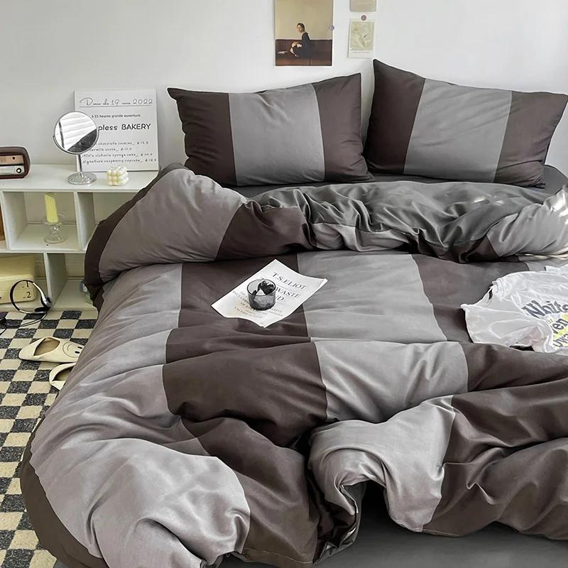 Bed Linen Bed Sheets Set Stripes Duvet Suit Cover Set Quilt Cover Bed Sheet Quilt Sets Queen Size Ins Blogger Comforter Sets