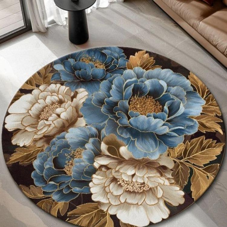 Floral Circular Living Room Coffee Table Carpet Balcony Rocking Chair Hanging Basket Bedroom Bedside Dressing Table Computer Chair Cushion