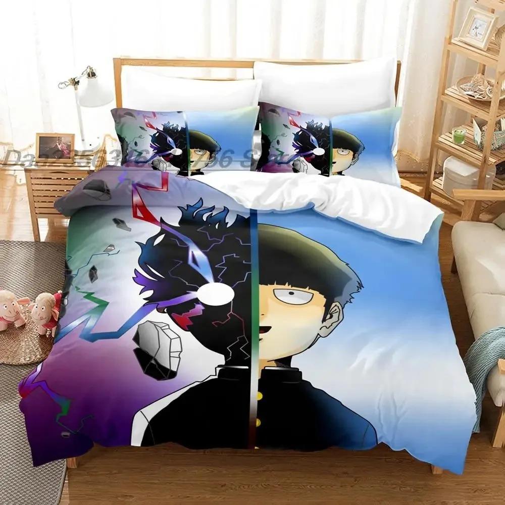 Mob Psycho 100 Bedding Set Single Twin Full Queen King Size Bed Set Aldult Boys Bedroom Duvetcover Sets 3D Anime Bed Sheet Set