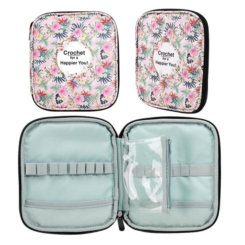 

Набір для ручного в язання з квітковим візерунком, гачок для в язання гачком, водонепроникна сумка для зберігання на блискавці, сумка для зберігання з принтом для DIY, сумка для зберігання набору спиць для джемпера A2