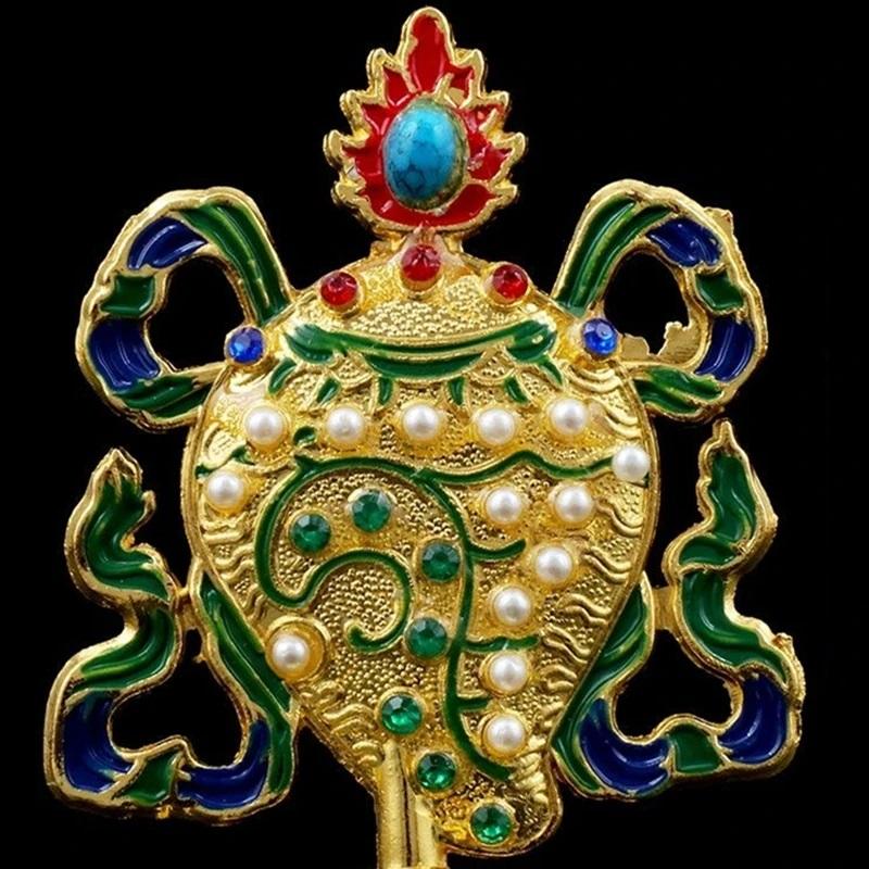 8 Pcs Painted Tibetan Engraved Eight Treasures Auspicious Statue Tantric Alloy Handicraft Buddhism Home Gift Desktop Decorative