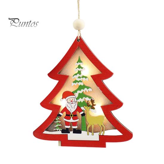 

Светодиодный рождественский колокольчик в форме рождественской елки, украшение для рождественской елки, Рождественский деревянный кулон, праздничный светящийся кулон, украшение Christmas Tree