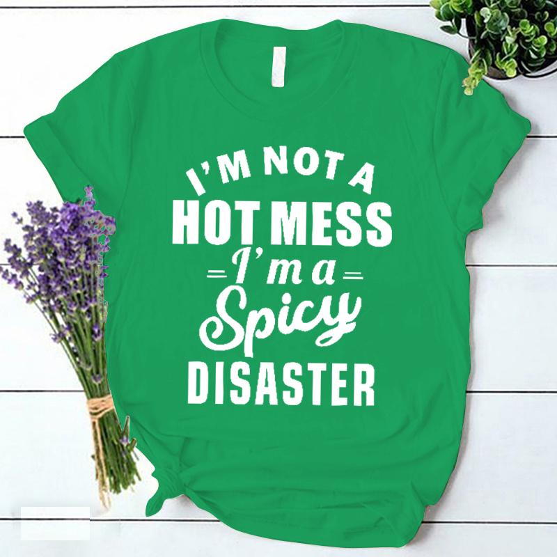 Im A Spicy Disaster Print T Shirt Korean Vintage Streetwear Y2k Clothes Summer Fashion Harajuku Women Clothing Trendy Tee Shirt