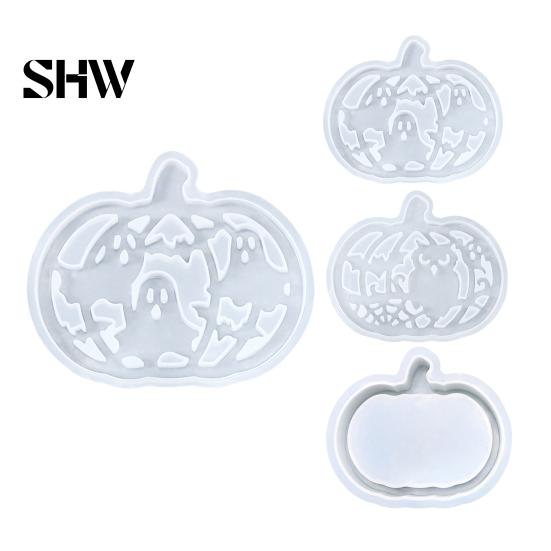 Easy Demoulding Silicone Molds 1 Set Halloween Pumpkin Lampshade Mold, DIY Hollow Ambient Mold Box Gypsum Cement Epoxy Resin Casting for Crafts Shaped