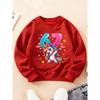 Kids Girls Crewneck Sweatshirt, Cute Dab Unicorn Cartoon With Glossy Blue Number 6 & Pink Number 7 Cloud Star Confetti Print Pullover For 7th Birthday