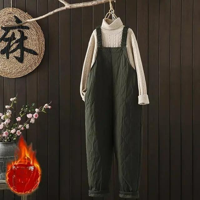 Thickened Warm Casual Pants Women's Autumn and Winter Models Loose and Thin Western Style Age-reducing Overalls