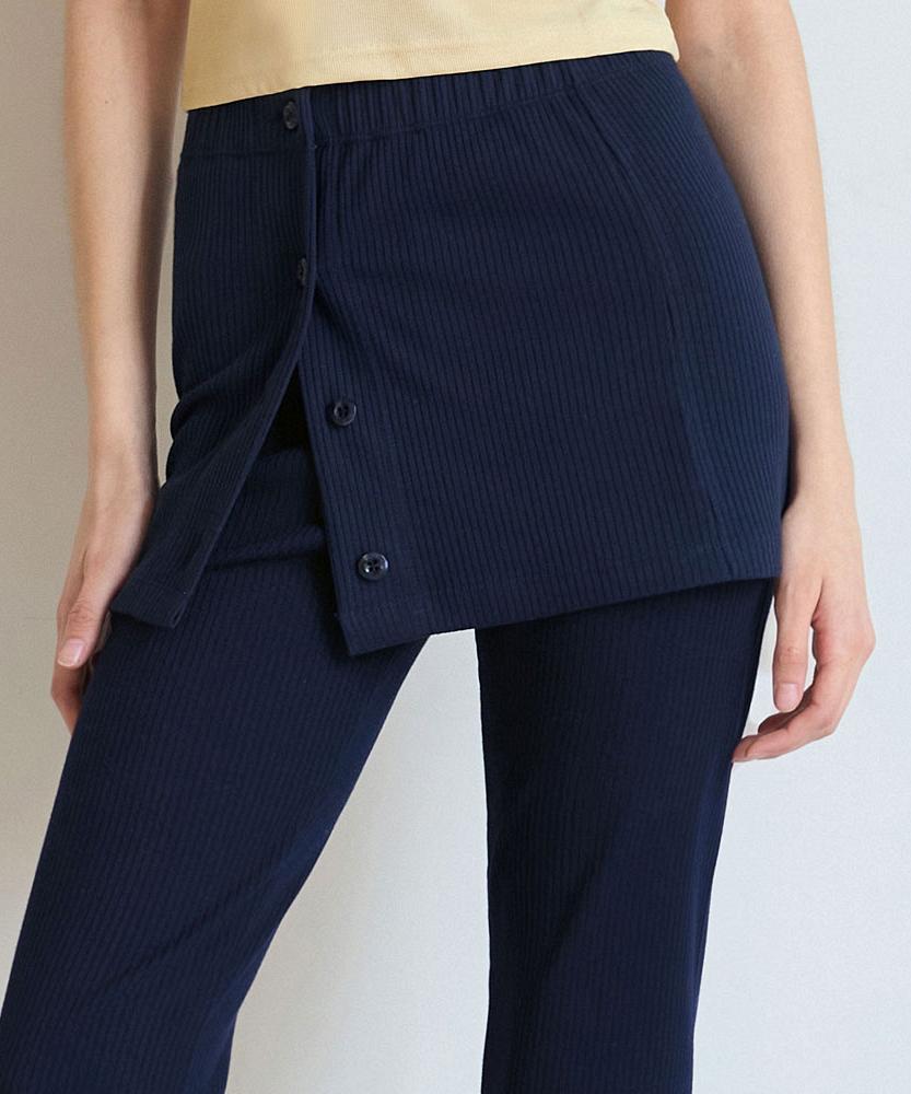 Debiweeo Layered Wrap Bootcut Pants (Set) Devi-B0084-Navy