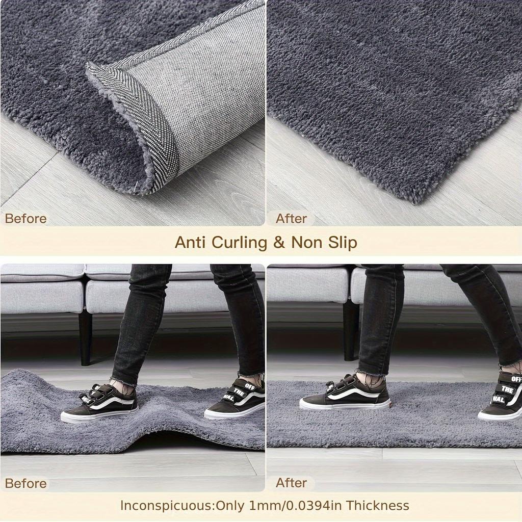 4pcs Ultra-Thin Non-Slip Carpet Gripper Pads, 2mm Invisible Anti-Curling Adhesive Strips, Washable & Reusable for Home, Office