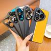 Luxury Fluorescent Line PU Leather Case for Huawei Pura 90 Pro Max 80 Ultra P80 Pro P70 Pro+ Soft Edge Metal Lens Ring Cover