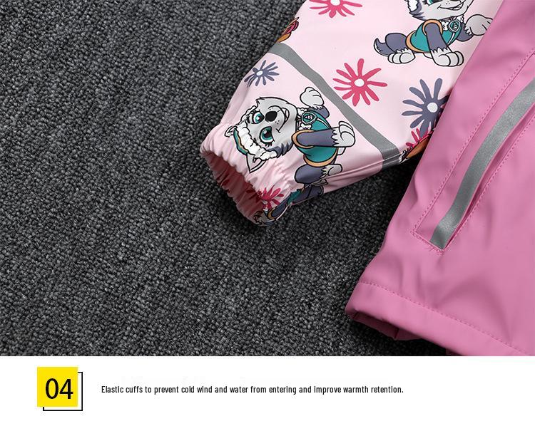 Children's Fleece-lined PU Raincoat for Ages 2-8 – Waterproof Jacket for Spring & Autumn