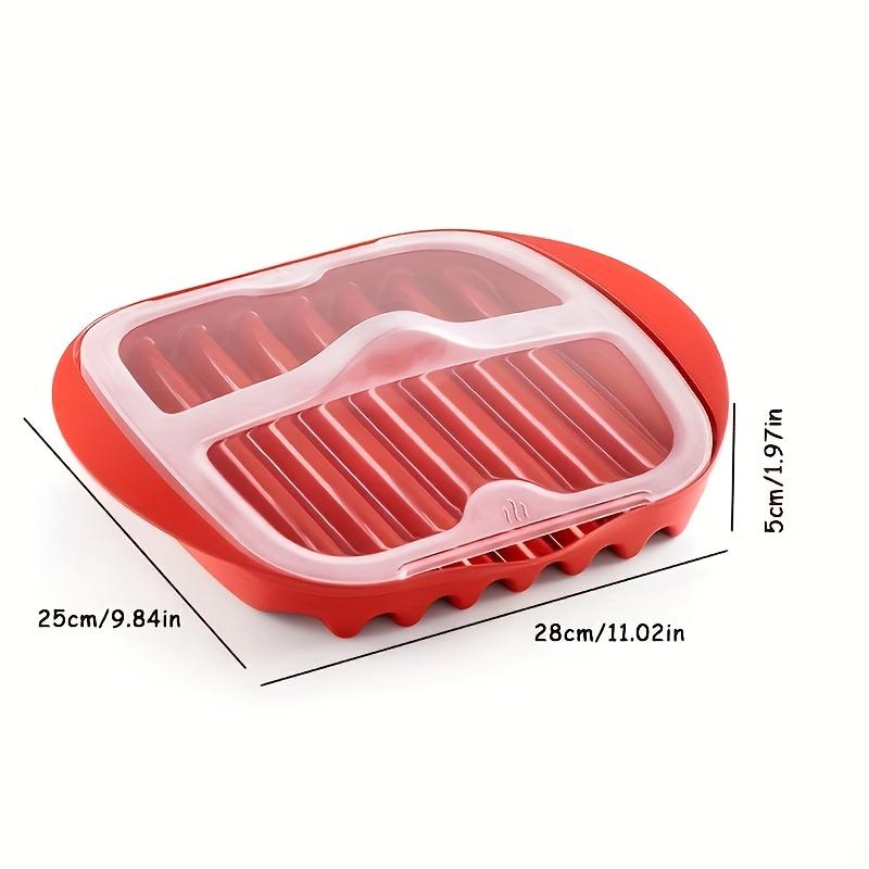 New Microwave Bacon Cooker Tray with Lid, Anti-Splatter Drainage Tray, Minimizes Fat, Ideal for Bacon, Pizza, Sauces, Quick Meal