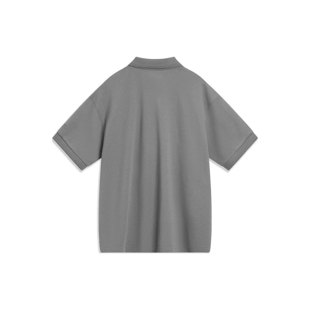 Li Ning CF Polo Shirts Unisex Lead Gray Polo Collar Moderate Straight Fit APLT241-3