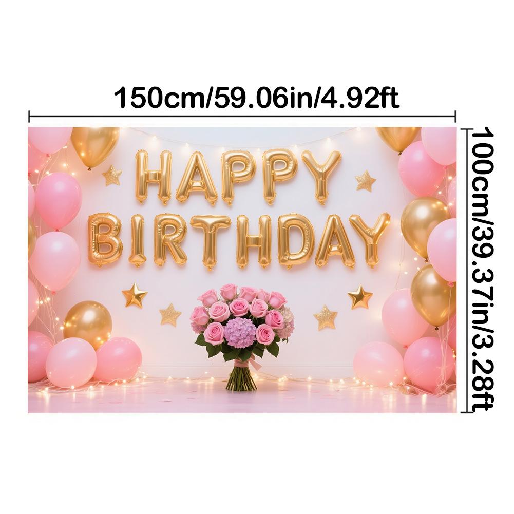 

С Днем Рождения Задник Полиэстер для Украшения Вечеринки Баннер Фотосессия Декор/Принадлежности/Подарки Декоративный Фон 150*100cm/59*39in/5*3ft