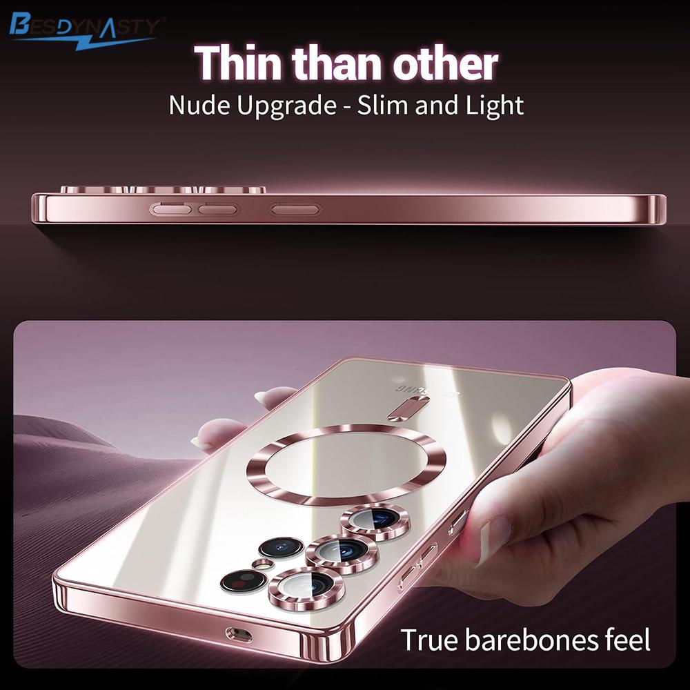 Glitter Plating Clear Silicone Soft Case For Samsung S26 Edge S25 S24 S23 S21 S22 Ultra Plus Magnetic For Magsafe Shell