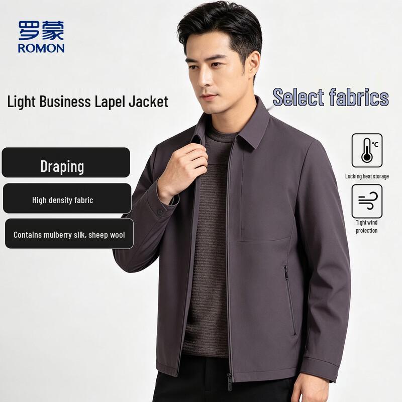 ROMON Business Casual Wool-Silk Blend Lapel Jacket