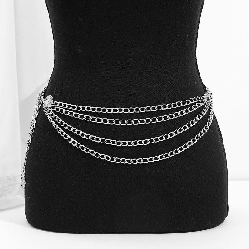Sunflower Round Pendant Retro Metal Waist Chain - Sexy Casual Body Accessory