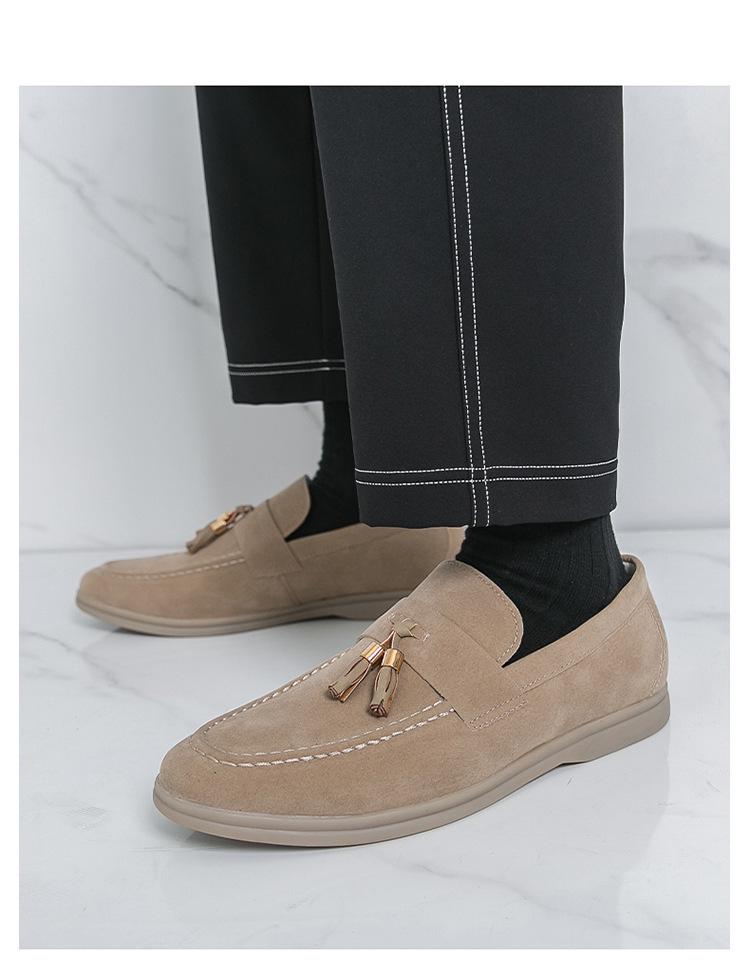 Men's Large Suede Tassel Driving Loafers 