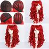 Lolita Cosplay Wig With Double Tiger Clips Red Long Curly Synthetic Hair For Anime Costumes