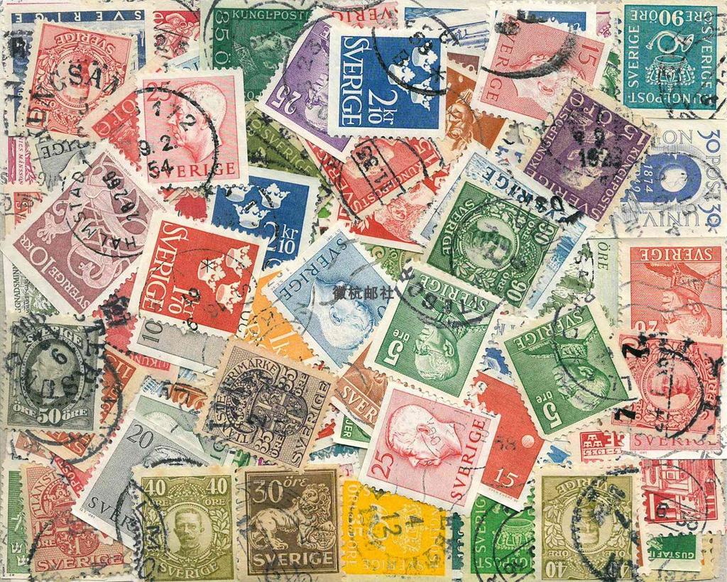 Swedish Stamps 100 Different Sweden Post Stamps Real Stamped Nordic Collectible Postage Stamps Collecting Scrapbook Material
