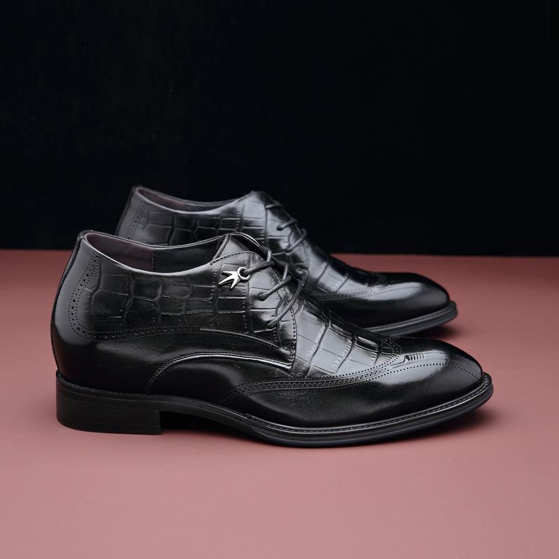 Formelle Herrenschuhe aus Rindsleder mit verstecktem 6,5cm Absatz, Britisch-Koreanischer Stil, Trendy für Business oder Hochzeiten