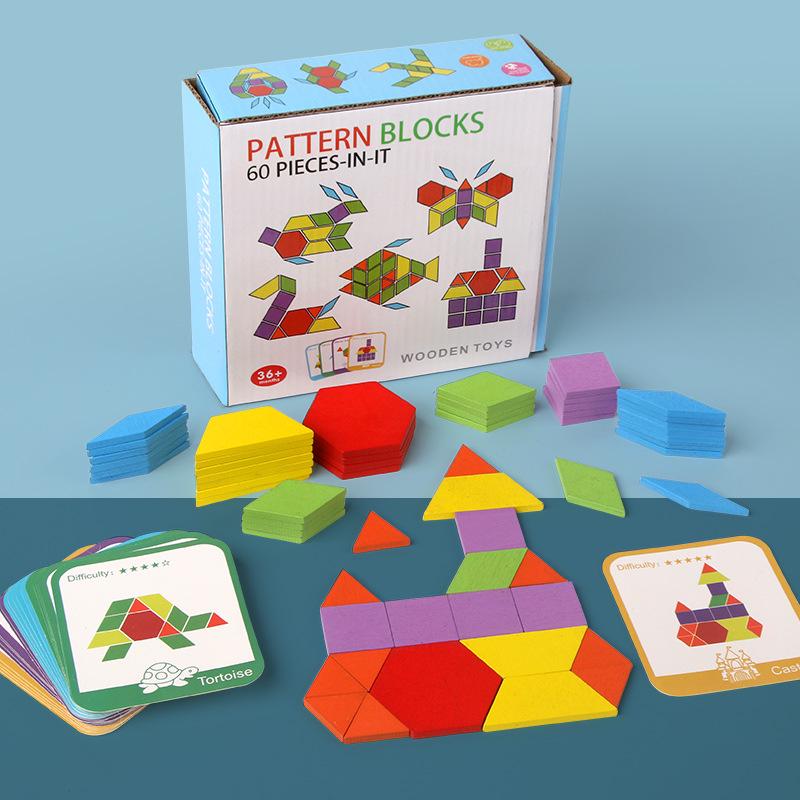 

Геометрический пазл из 180 деталей для раннего развития детей - Креативный набор деревянных игрушек «Танграм»