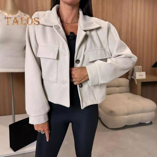 Осень-зима Женская куртка с отложным воротником в английском стиле — фото 11