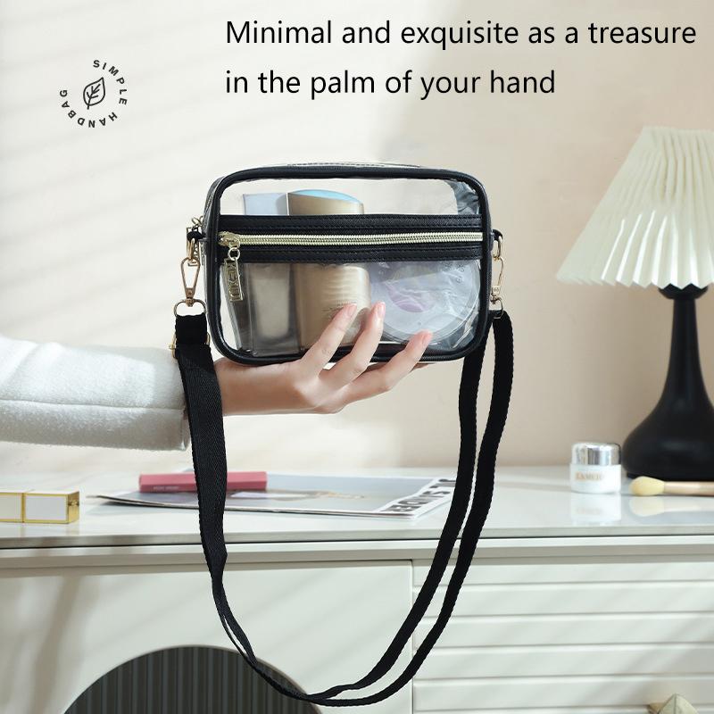 1Pc Mini Solid Color Transparent Pvc Portable Waterproof Shoulder Bag Suitable For Girls, White-Collar Outdoor Travel Shopping