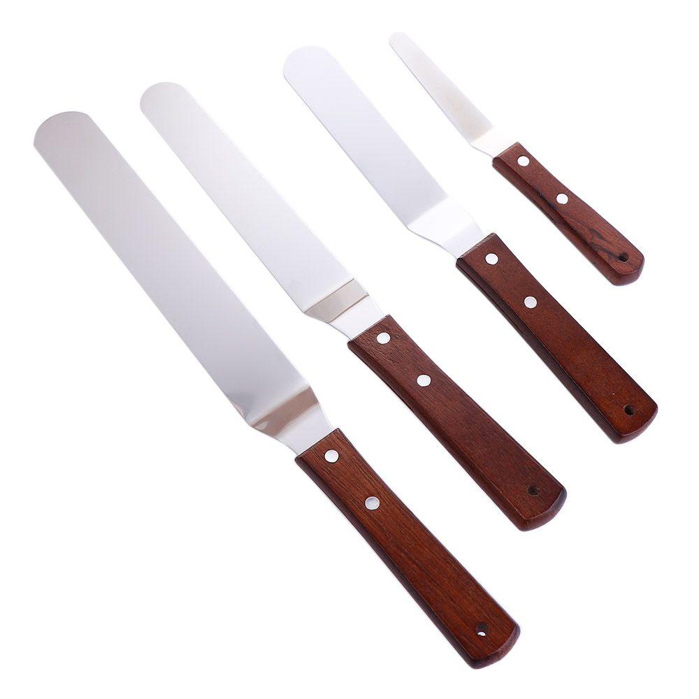 Stainless Steel Wooden Handle Cake Decorating Cake Tool Bakeware for Mixing Cake Scraper Butter Cutter Spatulas Icing Spatula
