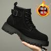 Martin boots men's autumn and winter new platform leather black boys high-top shoes British style locomotive boots tide