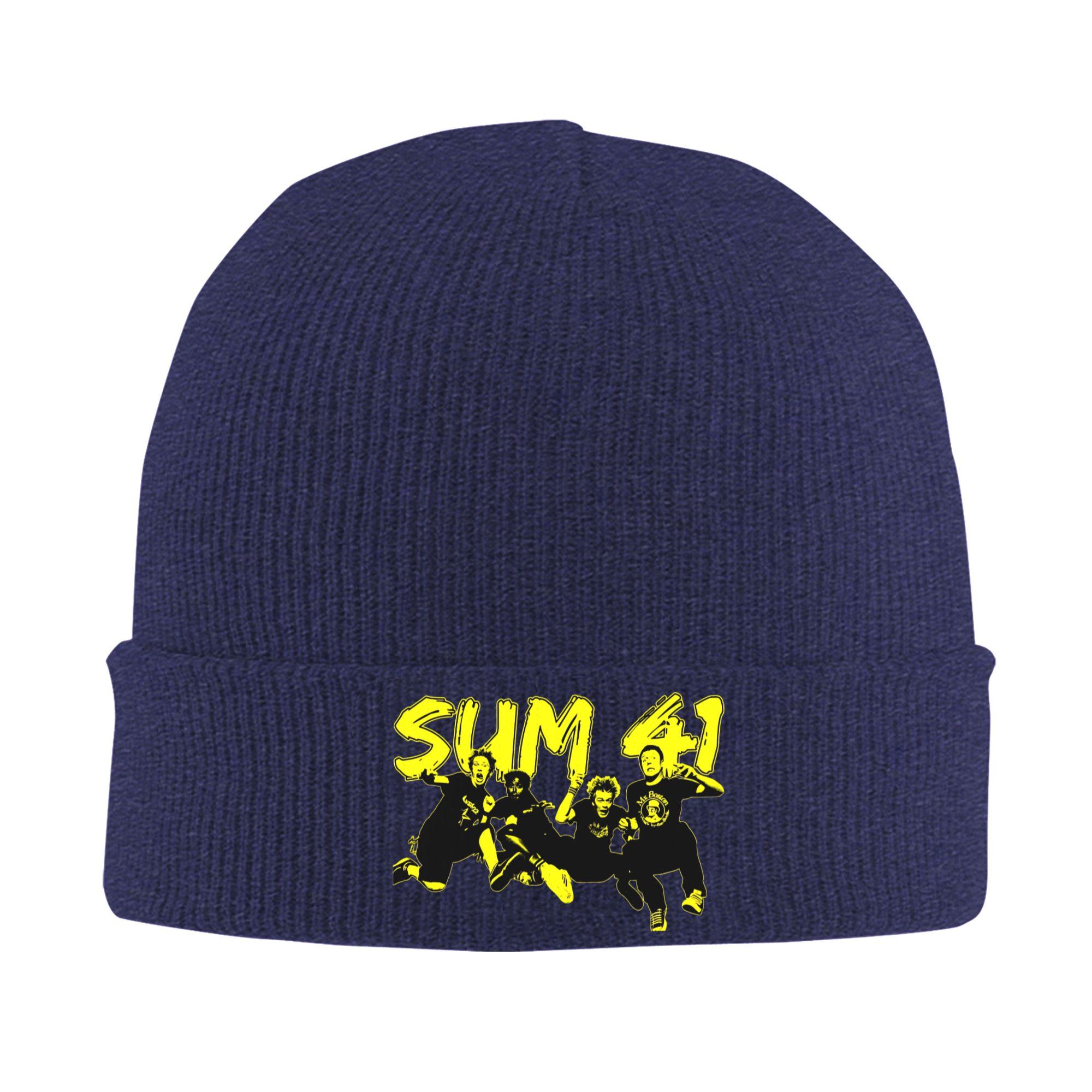 

Adult Unisex Yellow Member Sum 41 Band With Typography Beanie Hats Trendy Knit Hat Spring Caps Thermal Elastic Bonnet Hats One Size