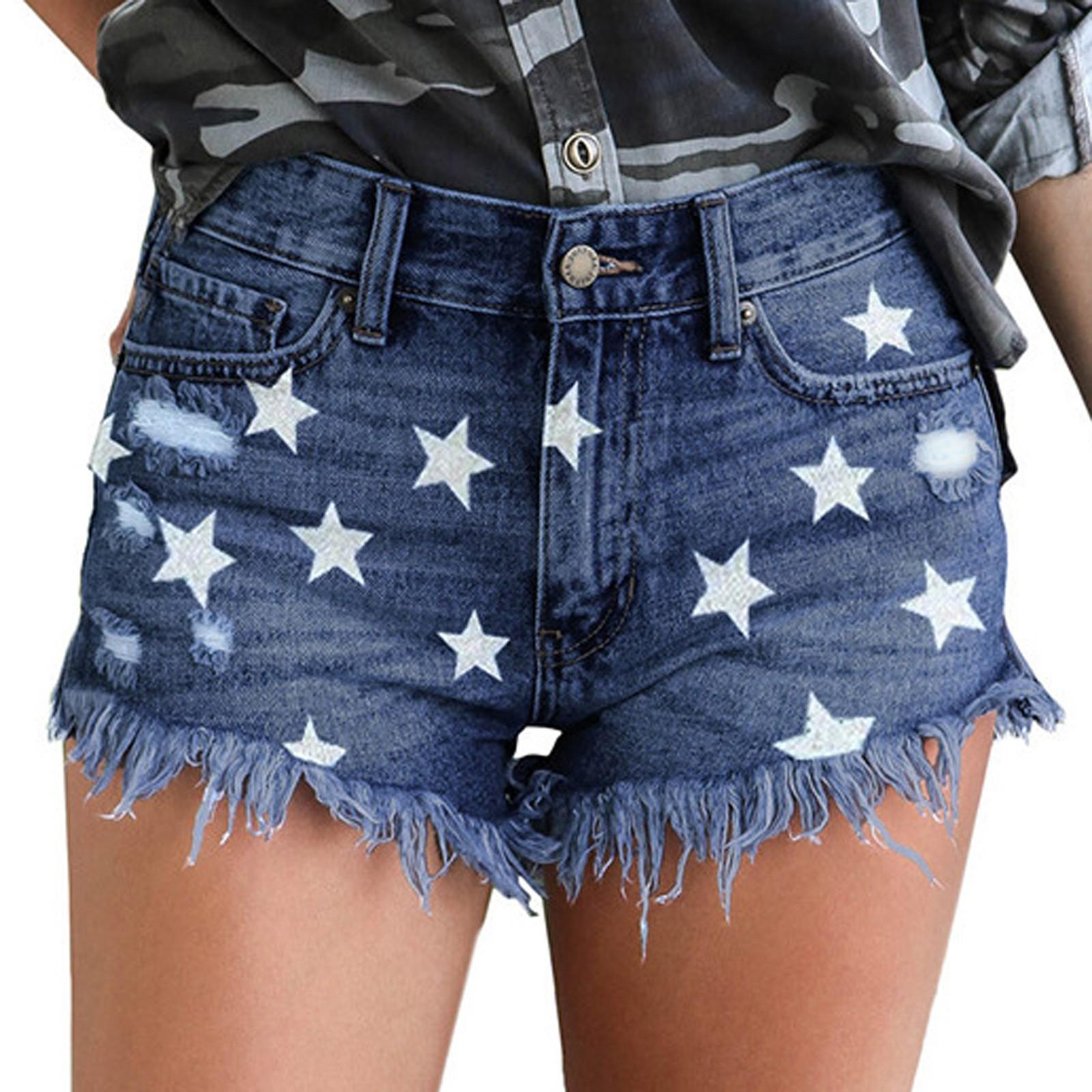 

Women Solid Denim Printed High Jeans Flares Fashion Shorts Trouser