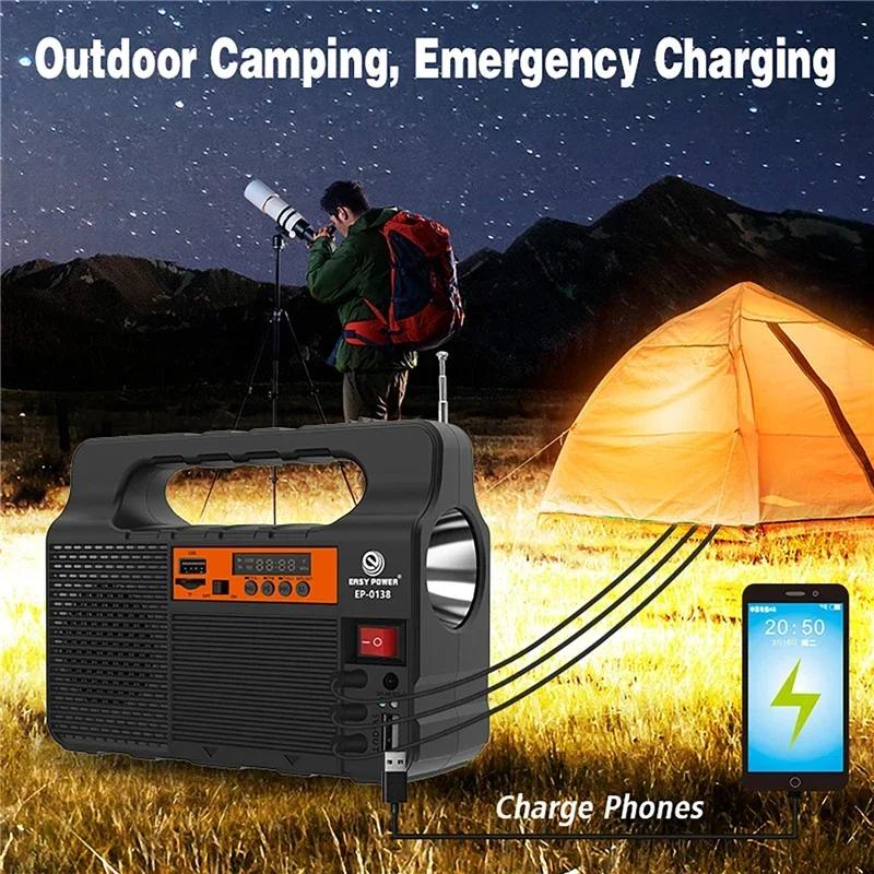 Solar Panel with 3pcs LED Bulb Highlight Power Generator Kit Energy Saving Solars Lighting with FM Radio for Outdoor Camping